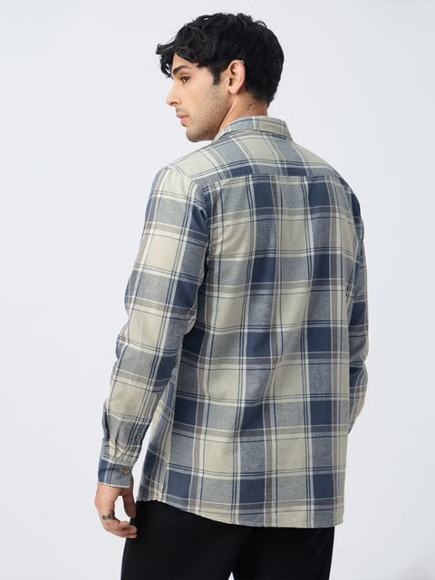 Checks Blue Topaz Cotton Linen Shirts