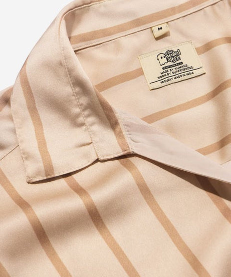 Satin Macadamia Stripes Women Shirts