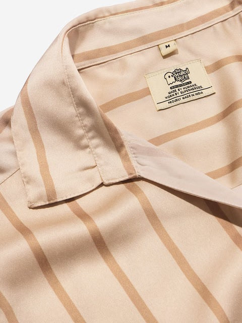 Satin Macadamia Stripes Women Shirts