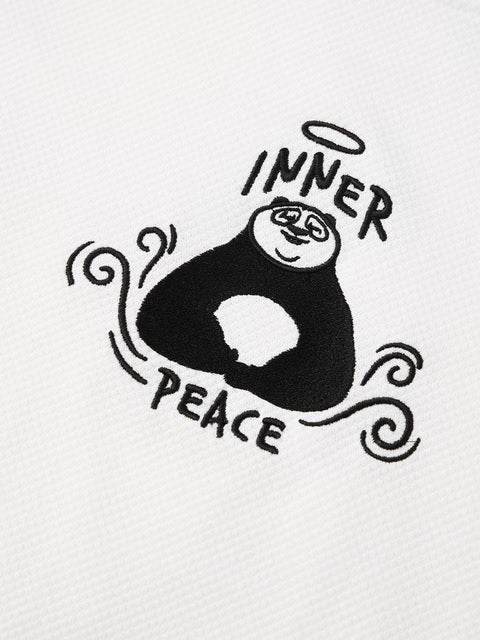 Textured Kung Fu Panda Peace Women Relaxed Fit T-Shirts