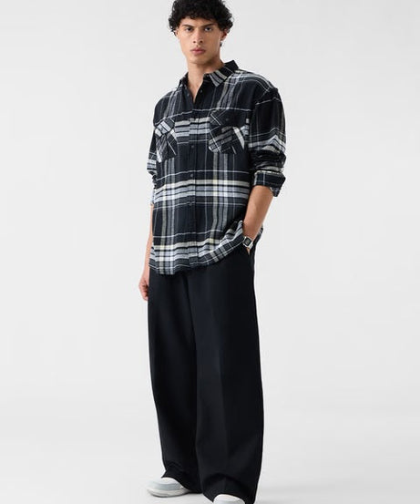 Plaid Steel Men Utility Shirts