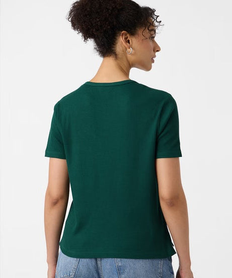 Textured Lush Green Women Relaxed Fit T-Shirts