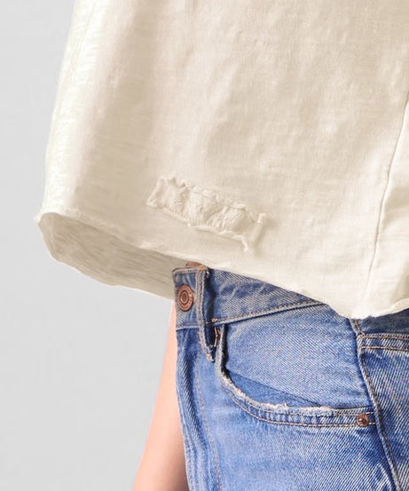 Slub Off-white Women Relaxed Fit T-Shirts