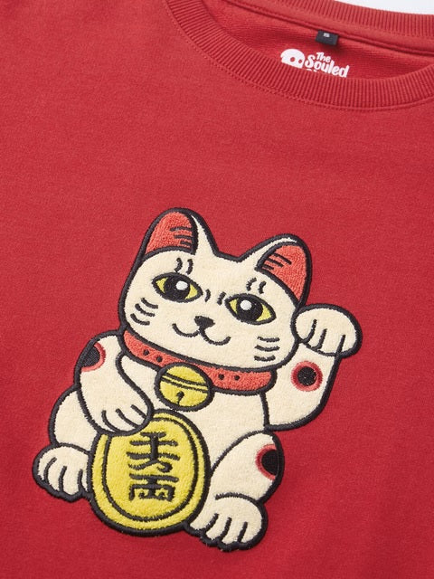 Lucky Cat Women Oversized T-Shirts