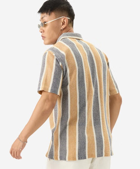 Stripes Firelight Men Textured Shirts
