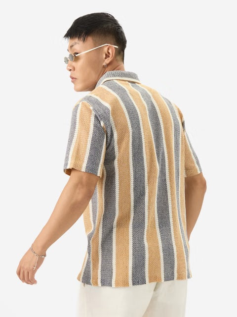 Stripes Firelight Men Textured Shirts