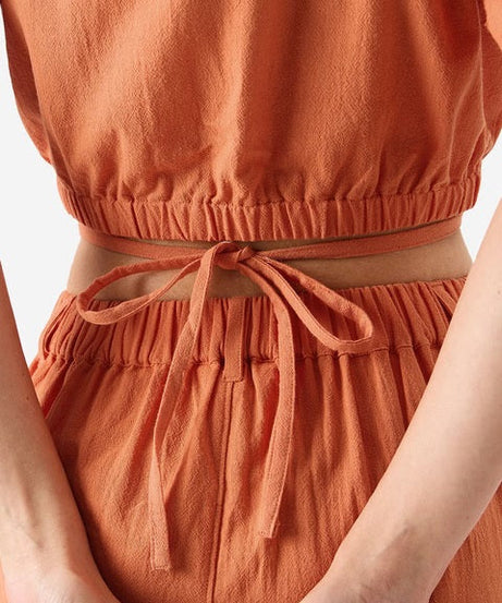 Solids Rust Women Cropped Shirts