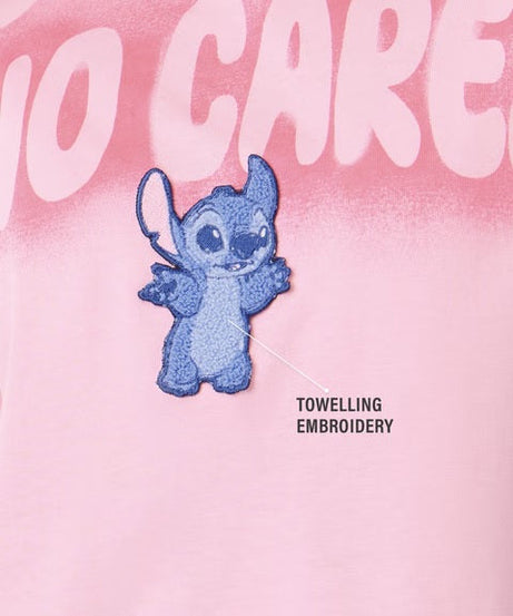 Lilo & Stitch Who Cares Women Oversized Cropped T-Shirts