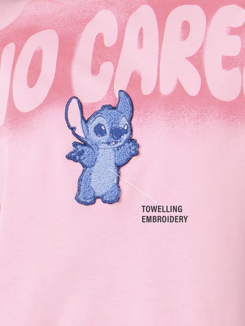 Lilo & Stitch Who Cares Women Oversized Cropped T-Shirts