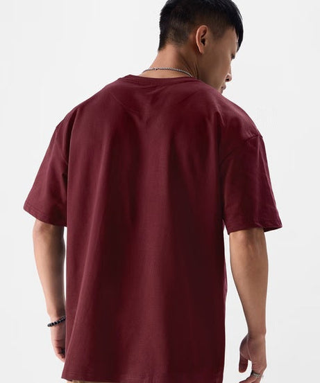 Solids Maroon Oversized T-Shirts