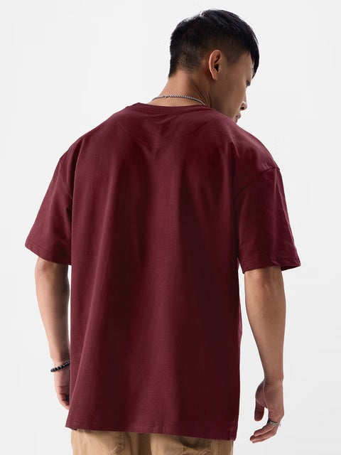 Solids Maroon Oversized T-Shirts