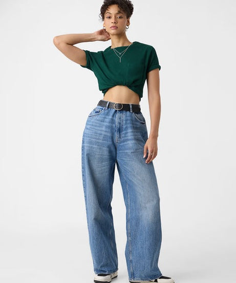 Textured Lush Green Women Relaxed Fit T-Shirts