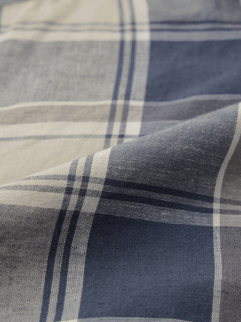 Checks Blue Topaz Cotton Linen Shirts