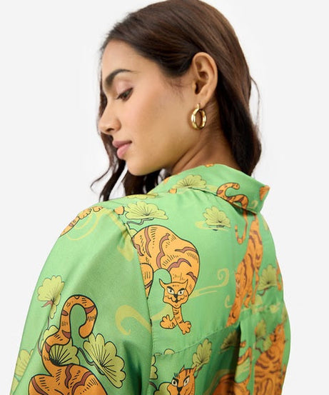 Satin Folk Tiger Women Shirts