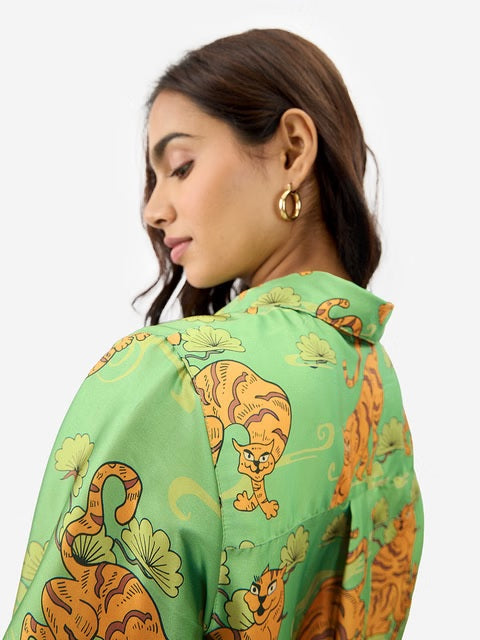 Satin Folk Tiger Women Shirts