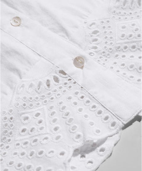 Cutwork Ivory Women Cropped Shirts