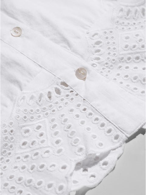 Cutwork Ivory Women Cropped Shirts