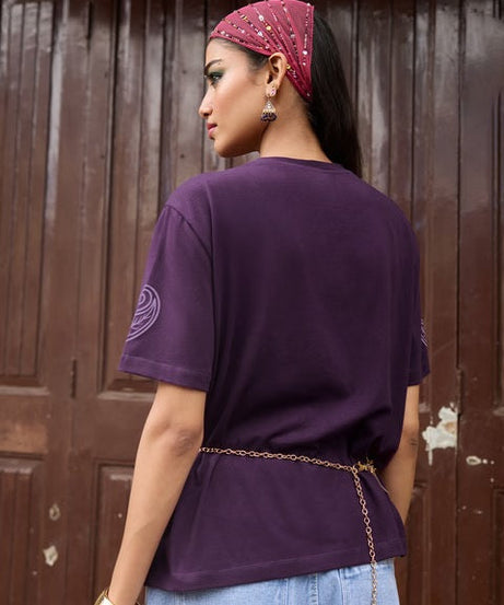 Desi Rebel Hustle Nari Women Relaxed Fit T-Shirts