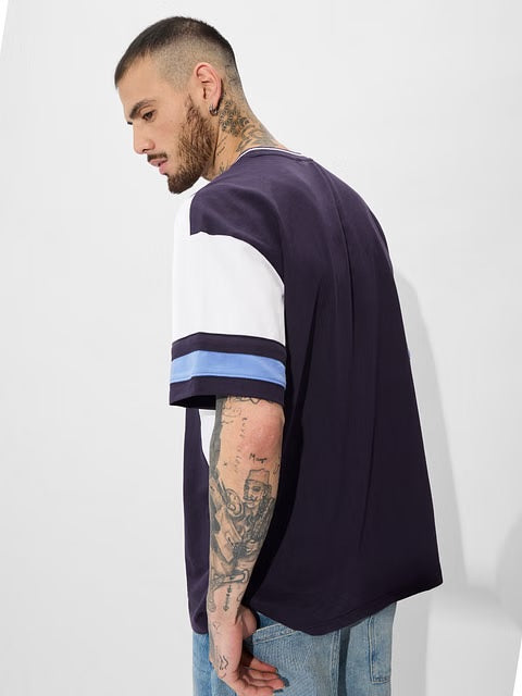 Colourblock Sapphire Oversized T-Shirts