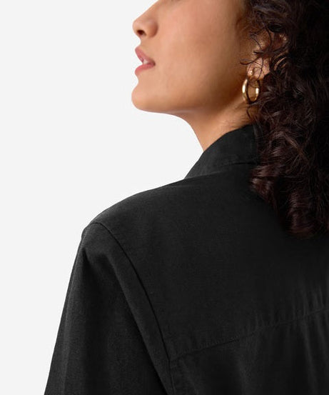 Cotton Linen Black Women Shirts