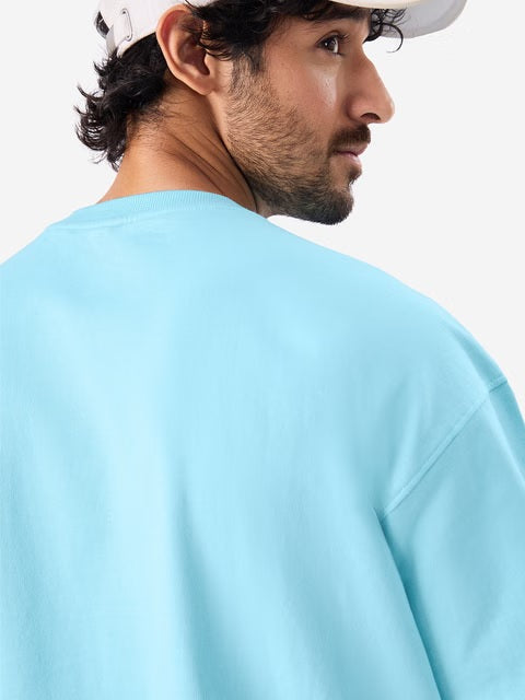 Solids Airy Blue Oversized T-Shirts