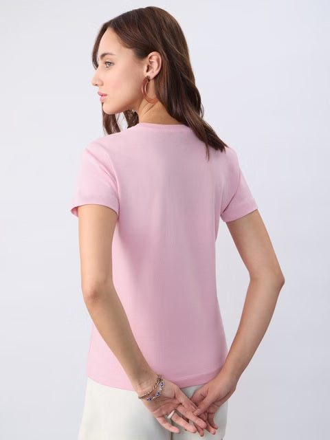 Regular Baby Pink Women T-Shirts