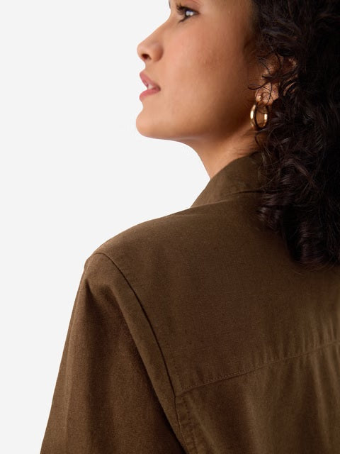 Cotton Linen Chestnut Women Shirts
