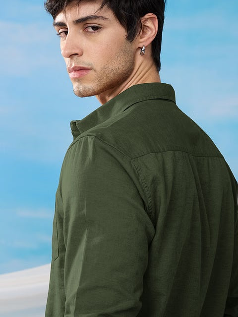 Ivy Green Cotton Linen Shirts