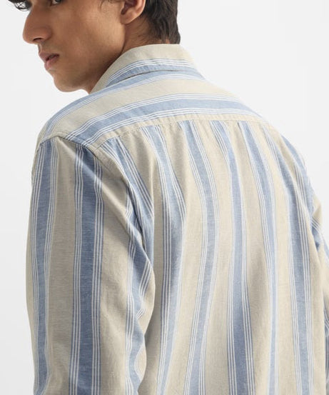 Stripes Ridge Cotton Linen Shirts