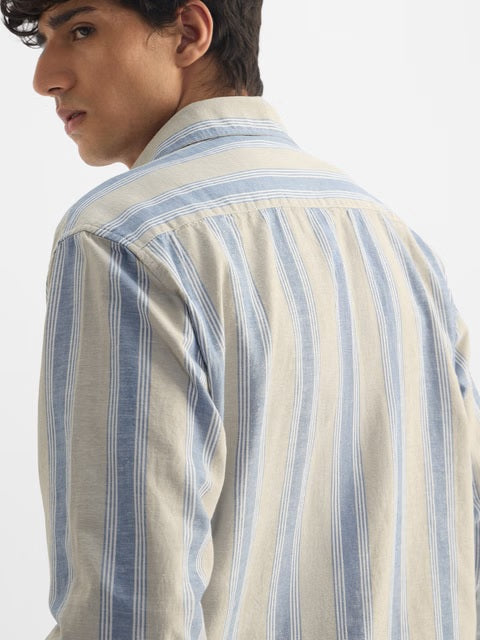 Stripes Ridge Cotton Linen Shirts