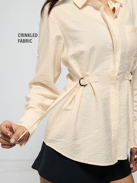 Buckle Taupe Women Shirts