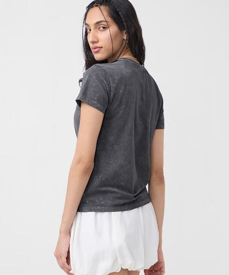 Solids Charcoal Grey Women T-Shirts