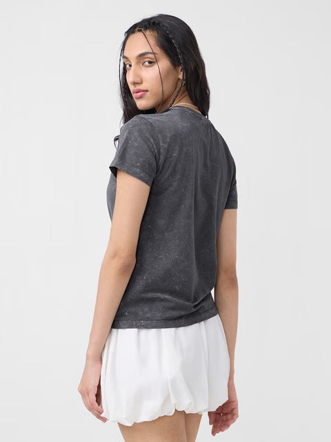 Solids Charcoal Grey Women T-Shirts