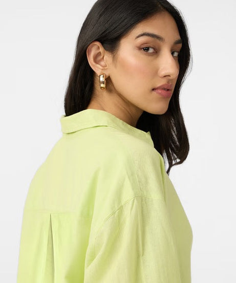 Cotton Linen Lime Women Boyfriend Shirts