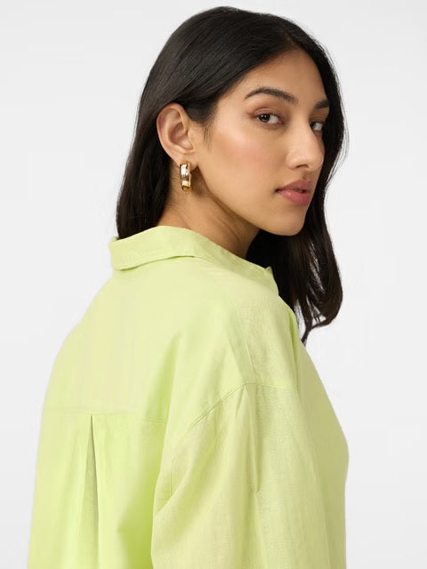 Cotton Linen Lime Women Boyfriend Shirts