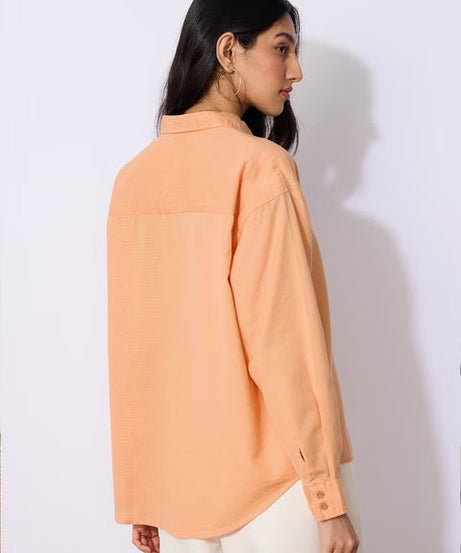 Cotton Linen Apricot Women Boyfriend Shirts