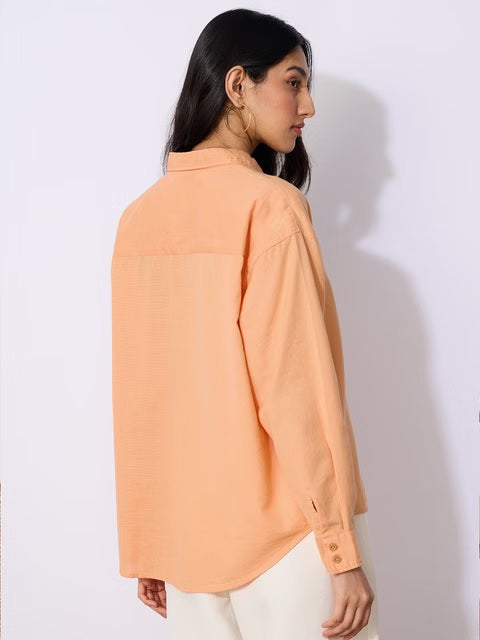 Cotton Linen Apricot Women Boyfriend Shirts