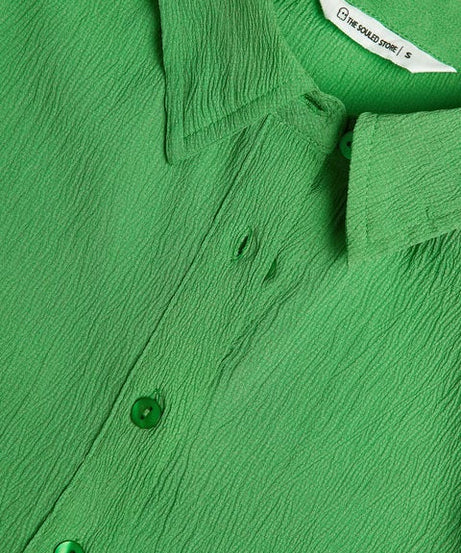 Textured Top Groovy Green Women Cropped Shirts