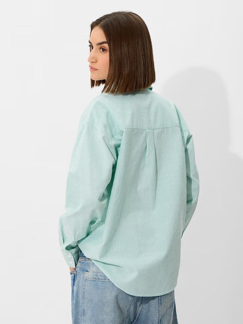 Striped Seaside Women Boyfriend Shirts