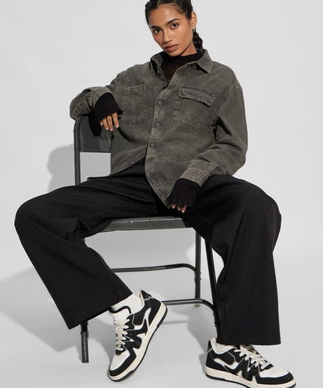 Classic Denim Forest Green Women Boyfriend Shirts