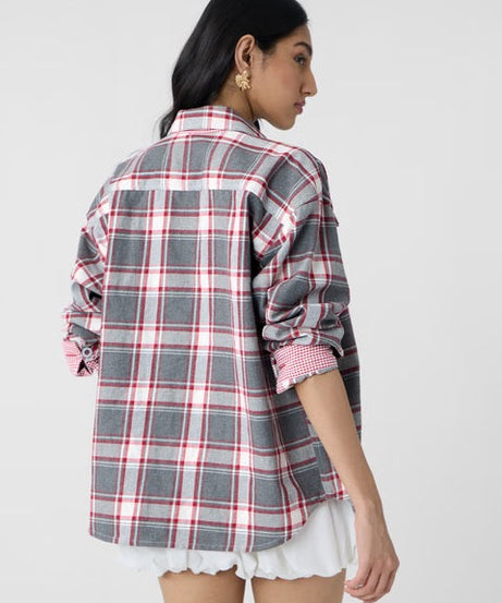 Plaid Garnet Women Shackets