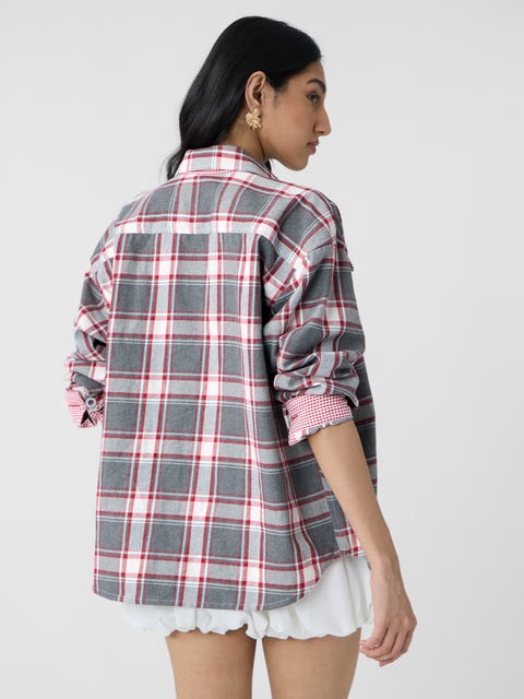 Plaid Garnet Women Shackets