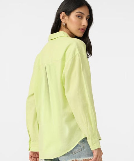 Cotton Linen Lime Women Boyfriend Shirts