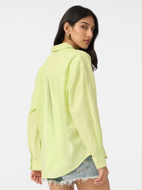 Cotton Linen Lime Women Boyfriend Shirts
