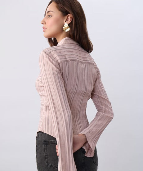 Zipper Rosebud Women Fitted Shirts