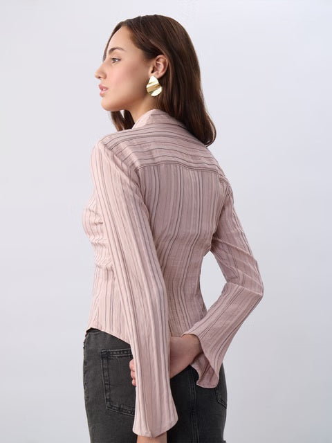 Zipper Rosebud Women Fitted Shirts