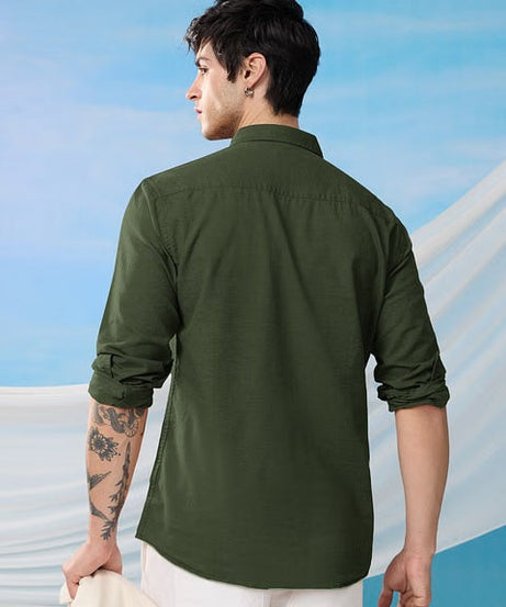Ivy Green Cotton Linen Shirts