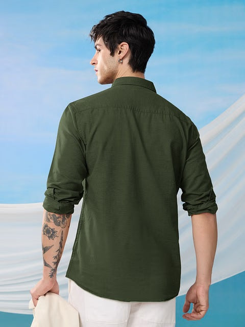 Ivy Green Cotton Linen Shirts