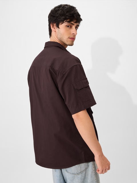 Solids Oak Brown Oversized Shirts