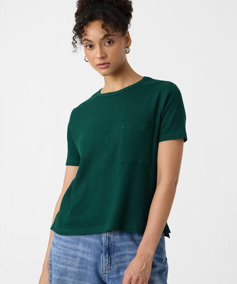 Textured Lush Green Women Relaxed Fit T-Shirts